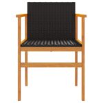 Chaises de jardin lot de 2 noir résine tressée et bois massif – Image 3