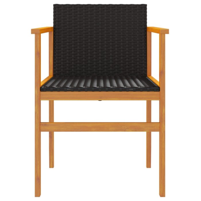 Chaises de jardin lot de 2 noir résine tressée et bois massif – Image 3