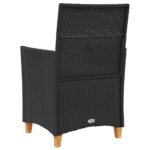 Chaises de jardin coussins lot de 2 noir résine tressée et bois – Image 5