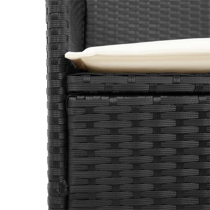 Chaises de jardin coussins lot de 2 noir résine tressée et bois – Image 6