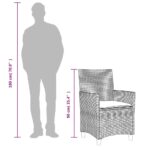 Chaises de jardin coussins lot de 2 noir résine tressée et bois – Image 8