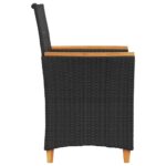 Chaises de jardin coussins lot de 2 noir résine tressée et bois – Image 4