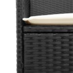 Chaises de jardin coussins lot de 2 noir résine tressée et bois – Image 6