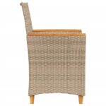 Chaises de jardin coussins lot de 2 beige résine tressée bois – Image 4