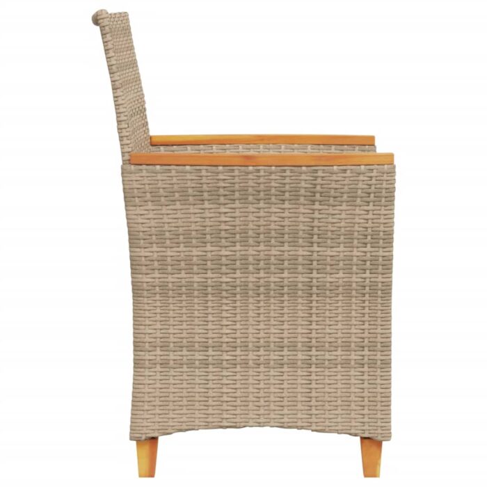 Chaises de jardin coussins lot de 2 beige résine tressée bois – Image 4
