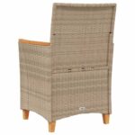 Chaises de jardin coussins lot de 2 beige résine tressée bois – Image 5