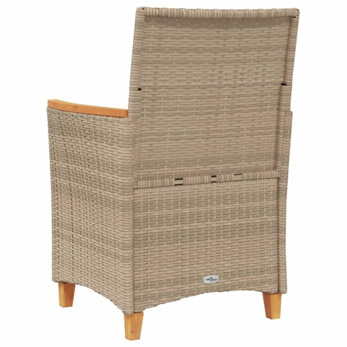 Chaises de jardin coussins lot de 2 beige résine tressée bois – Image 5