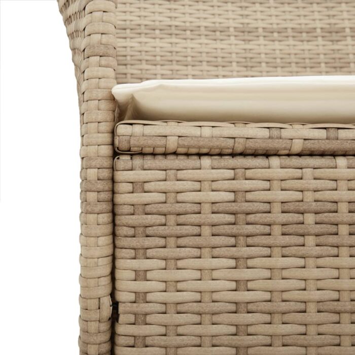 Chaises de jardin coussins lot de 2 beige résine tressée bois – Image 6
