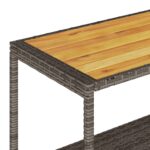 Chariot de bar 3 niveaux gris rotin et bois d'acacia massif – Image 7