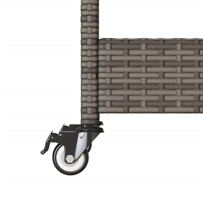 Chariot de bar 3 niveaux gris rotin et bois d'acacia massif – Image 9