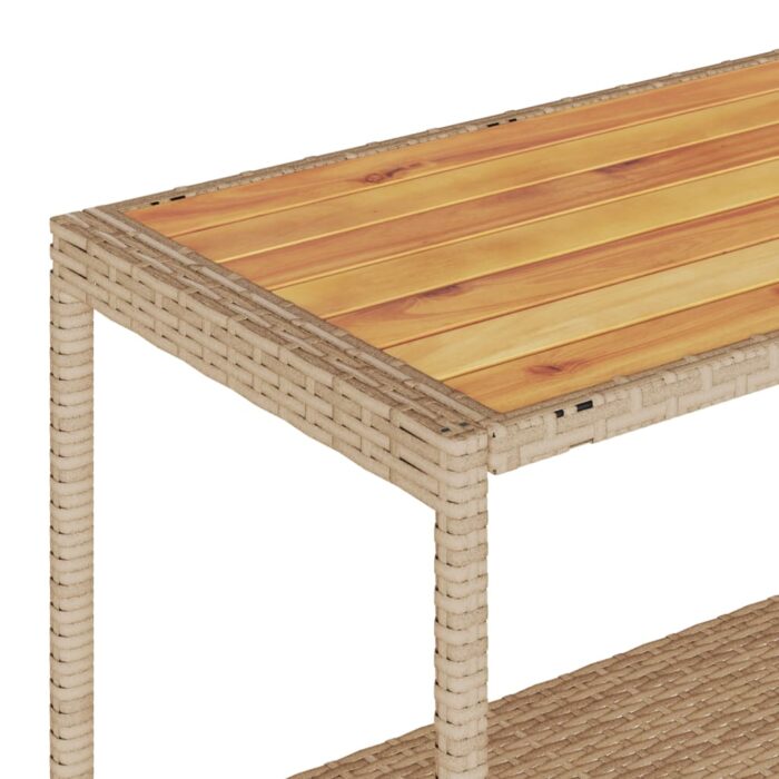 Chariot de bar 3 niveaux beige rotin et bois d'acacia massif – Image 7