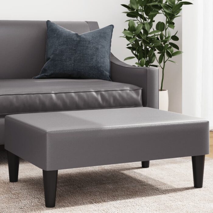 Repose-pied gris 77x55x31 cm similicuir – Image 1