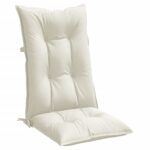 Coussins de chaise à dossier haut lot de 4 crème mélangé tissu – Image 2