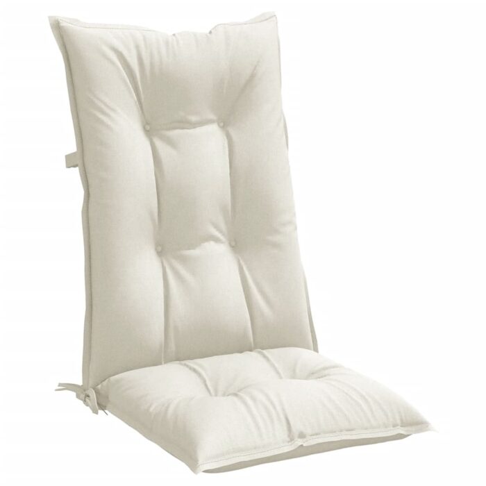 Coussins de chaise à dossier haut lot de 4 crème mélangé tissu – Image 2