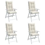 Coussins de chaise à dossier haut lot de 4 crème mélangé tissu