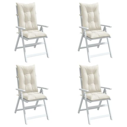 Coussins de chaise à dossier haut lot de 4 crème mélangé tissu