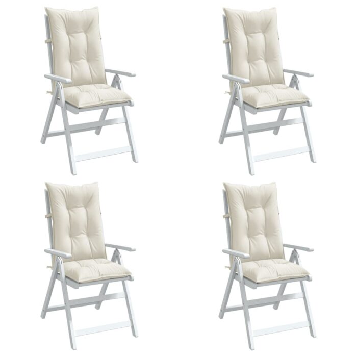 Coussins de chaise à dossier haut lot de 4 crème mélangé tissu – Image 1