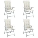 Coussins de chaise à dossier haut lot de 4 crème mélangé tissu