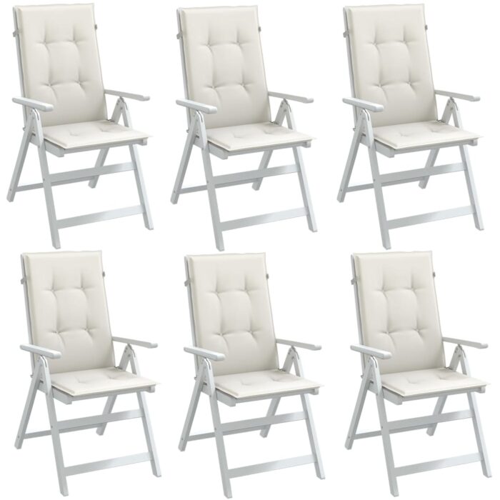 Coussins de chaise à dossier haut lot de 6 crème mélangé tissu – Image 1