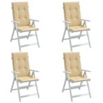 Coussins de chaise à dossier haut lot de 4 beige mélangé tissu