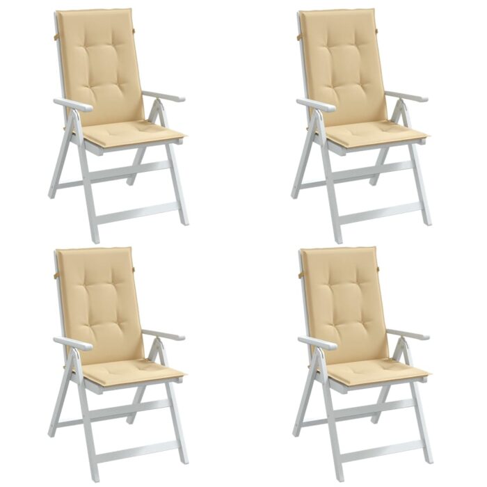 Coussins de chaise à dossier haut lot de 4 beige mélangé tissu – Image 1