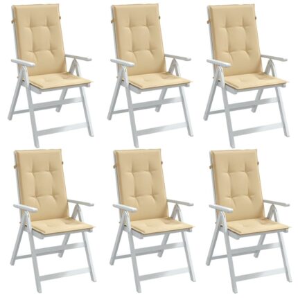 Coussins de chaise à dossier haut lot de 6 beige mélangé tissu