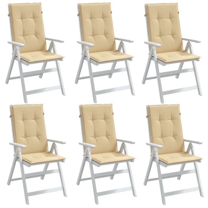 Coussins de chaise à dossier haut lot de 6 beige mélangé tissu – Image 1