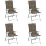 Coussins de chaise à dossier haut lot de 4 taupe mélangé tissu