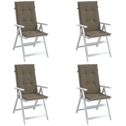 Coussins de chaise à dossier haut lot de 4 taupe mélangé tissu