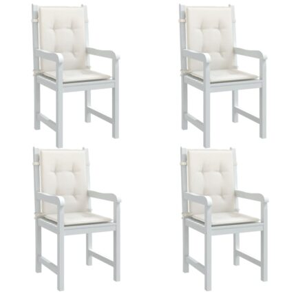 Coussins de chaise à dossier bas lot de 4 crème mélangé tissu