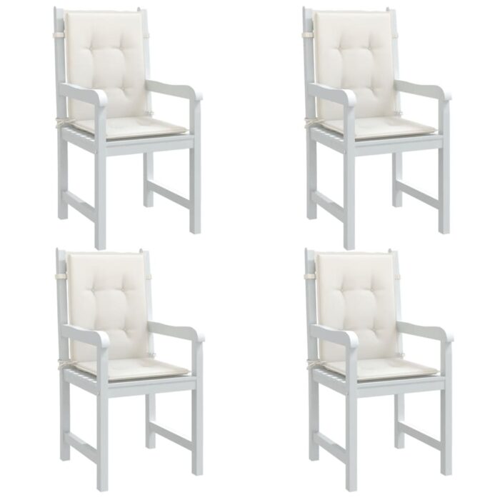 Coussins de chaise à dossier bas lot de 4 crème mélangé tissu – Image 1