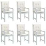Coussins de chaise à dossier bas lot de 6 crème mélangé tissu