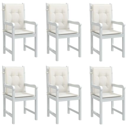 Coussins de chaise à dossier bas lot de 6 crème mélangé tissu