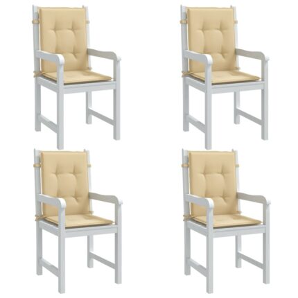 Coussins de chaise à dossier bas lot de 4 beige mélangé tissu