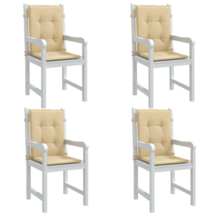 Coussins de chaise à dossier bas lot de 4 beige mélangé tissu – Image 1