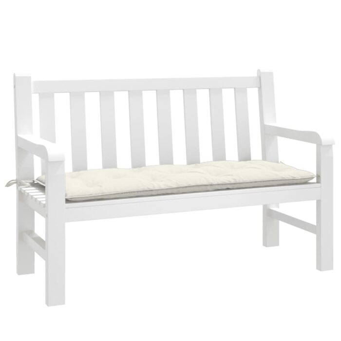 Coussin de banc de jardin crème mélangé 120x50x7 cm tissu – Image 1