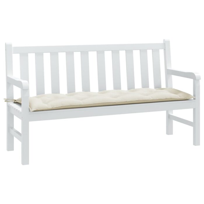 Coussin de banc de jardin crème mélangé 150x50x7 cm tissu – Image 1