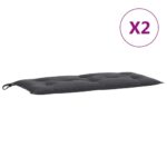Coussins de banc de jardin lot de 2 anthracite mélangé tissu – Image 2