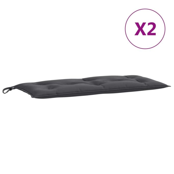 Coussins de banc de jardin lot de 2 anthracite mélangé tissu – Image 2