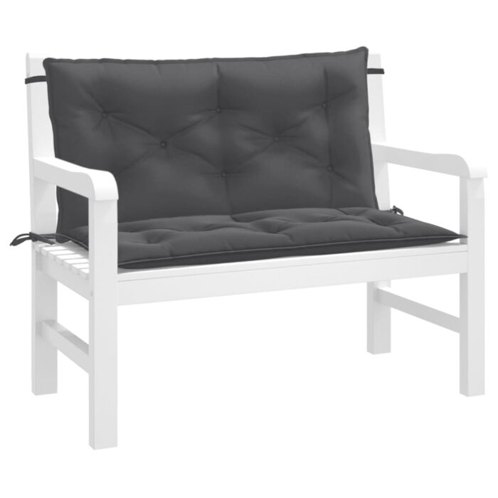 Coussins de banc de jardin lot de 2 anthracite mélangé tissu – Image 1