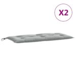 Coussins de banc de jardin lot de 2 gris clair mélangé tissu – Image 2