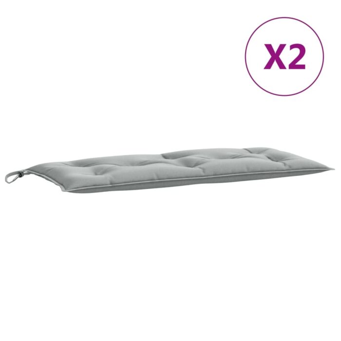 Coussins de banc de jardin lot de 2 gris clair mélangé tissu – Image 2
