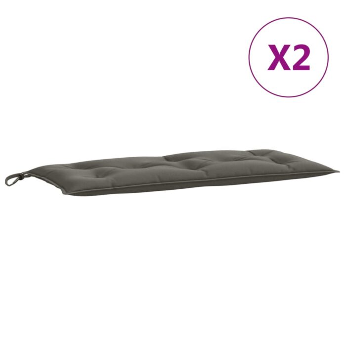 Coussins de banc de jardin lot de 2 gris foncé mélangé tissu – Image 2