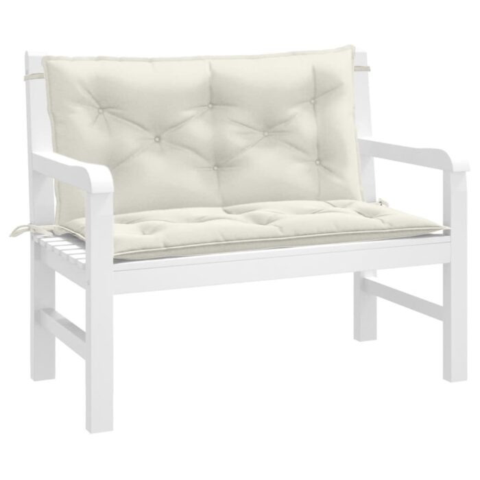 Coussins de banc de jardin lot de 2 crème mélangé tissu – Image 1