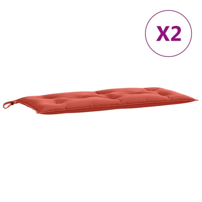 Coussins de banc de jardin lot de 2 rouge mélangé tissu – Image 2