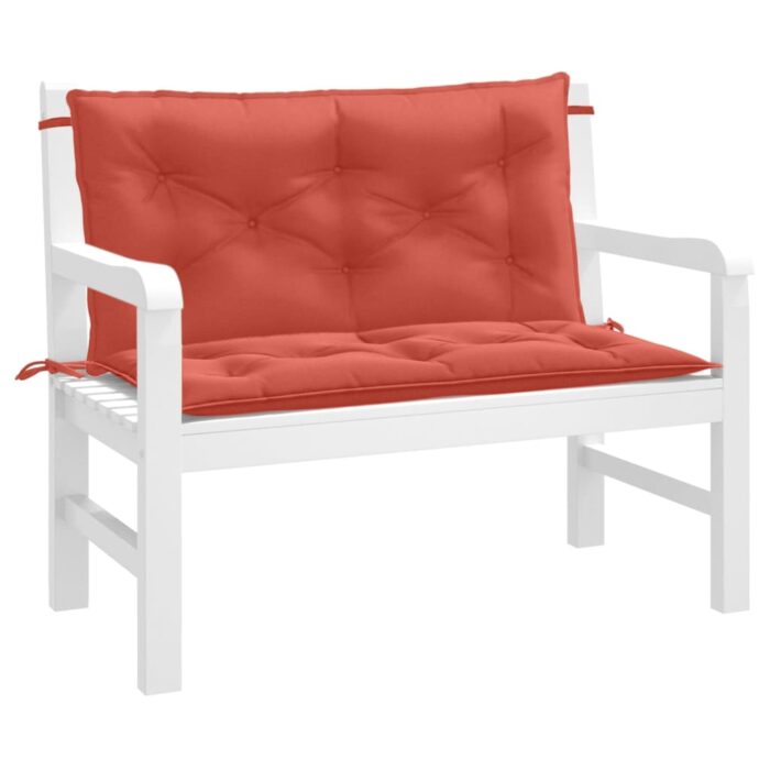 Coussins de banc de jardin lot de 2 rouge mélangé tissu – Image 1