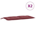 Coussins de banc de jardin lot de 2 rouge bordeaux mélangé – Image 2