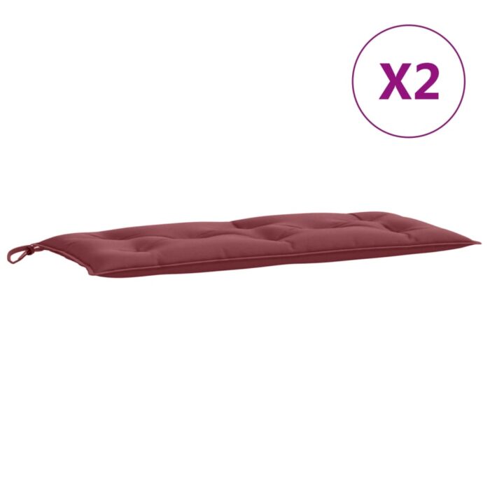 Coussins de banc de jardin lot de 2 rouge bordeaux mélangé – Image 2