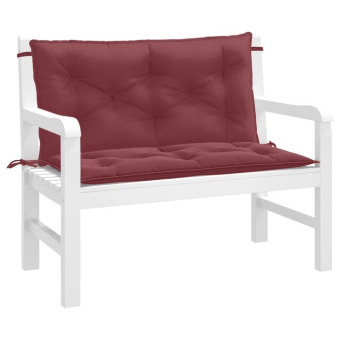 Coussins de banc de jardin lot de 2 rouge bordeaux mélangé – Image 1
