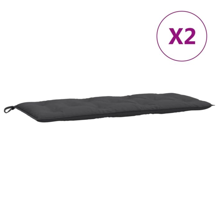 Coussins de banc de jardin lot de 2 anthracite mélangé tissu – Image 2